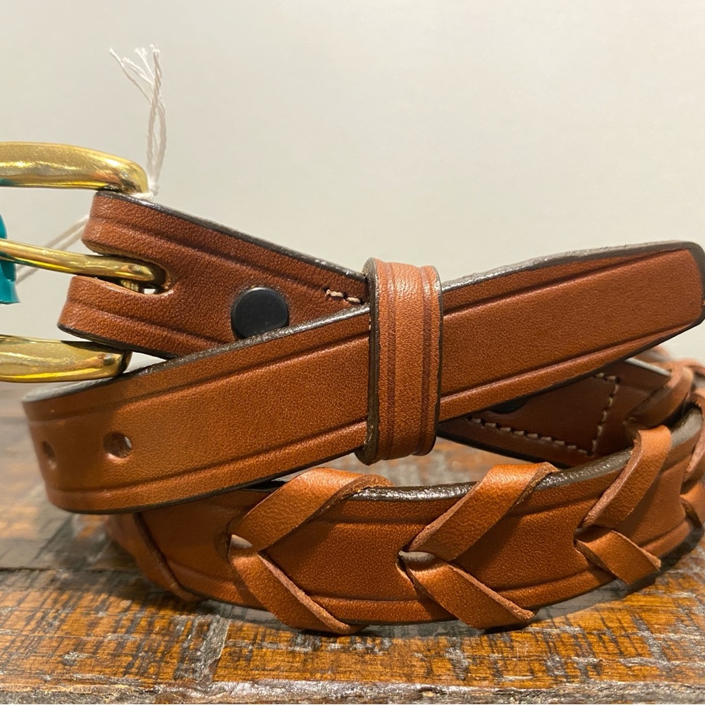 Tory Leather Co. English Bridle Brown Leather 3/4” Laced Belt Size 28
